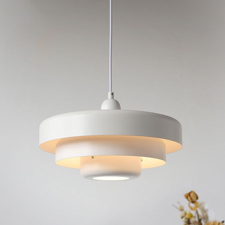 Nordic Vintage Layered Pendant Lamp | Modern Retro Hanging Light In Three Shade Colourways