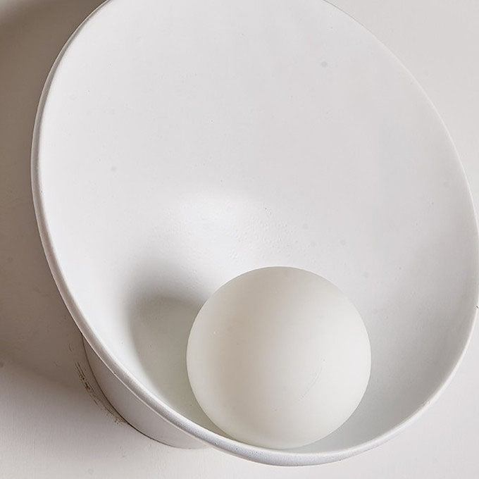 Modern Minimalist Round Wall Sconce | Resin, Iron and Frosted Glass Bowl Accent Wall Light