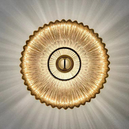 Nordic Vintage Glass Wall Sconce | Striped Round Disc Light For Hallways and Bedroom Walls