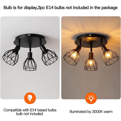 Industrial Adjustable Black Spotlight Ceiling Light | 3 Light Adjustable Iron Bar For Hallways