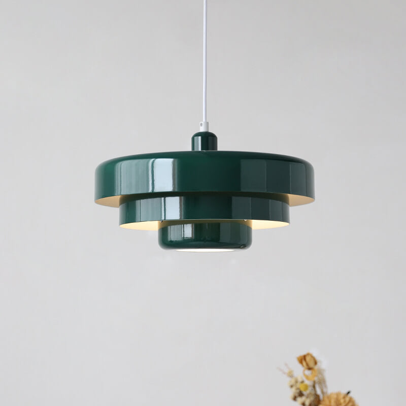 Nordic Vintage Layered Pendant Lamp | Modern Retro Hanging Light In Three Shade Colourways