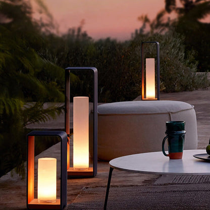Modern Square Outdoor LED Light | Minimalist Waterproof Solar Powered Landscape Garden Fixture