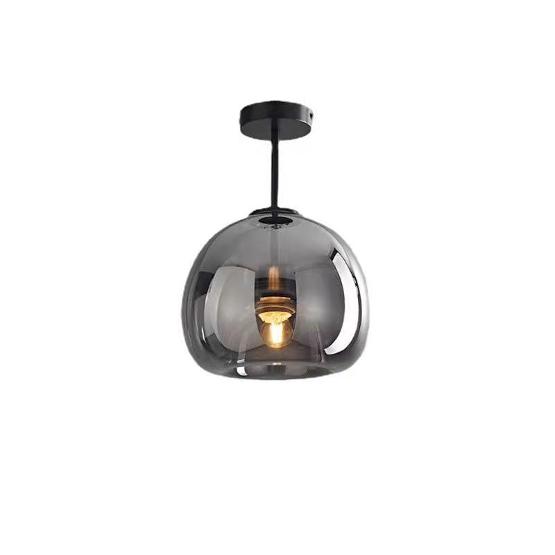 Nordic Glass Ball Ceiling Light | Semi Flush Mount In Smoke Grey or Amber Tinted Glass Shades
