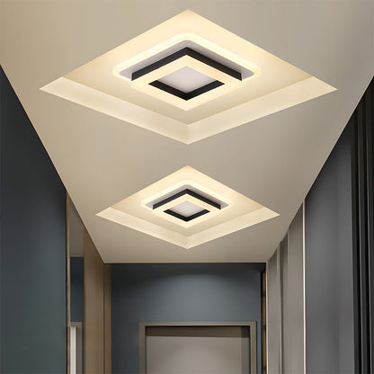 Square LED Ceiling Light | Modern Flush Mount Fixture For Hallways, Bedrooms and Landing Areas