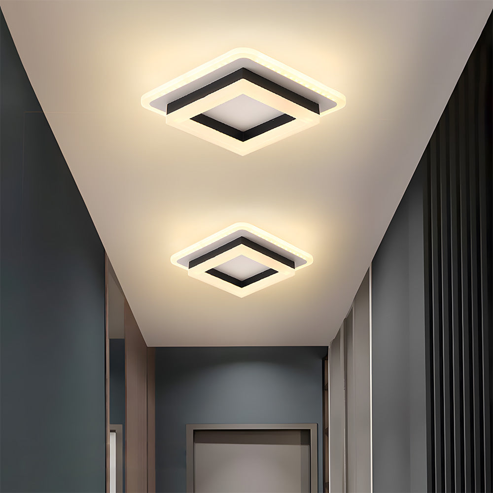 Square LED Ceiling Light | Modern Flush Mount Fixture For Hallways, Bedrooms and Landing Areas