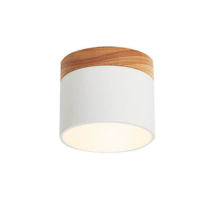 Scandinavian Macaron LED Ceiling Light | Wooden Accent Flush Mount In Seven Soft Macaron Colours