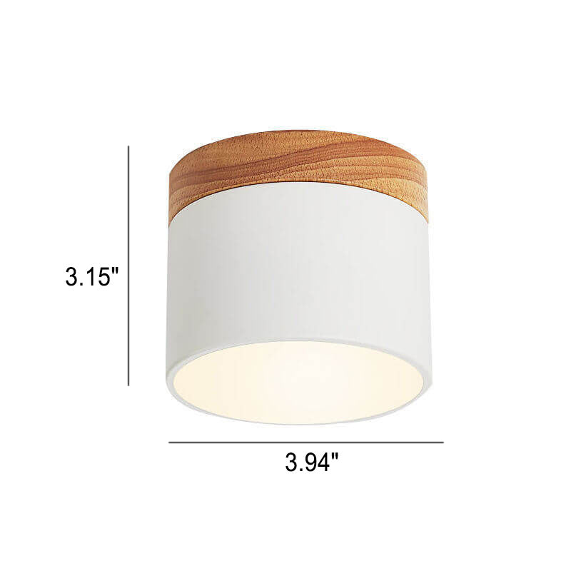 Scandinavian Macaron LED Ceiling Light | Wooden Accent Flush Mount In Seven Soft Macaron Colours