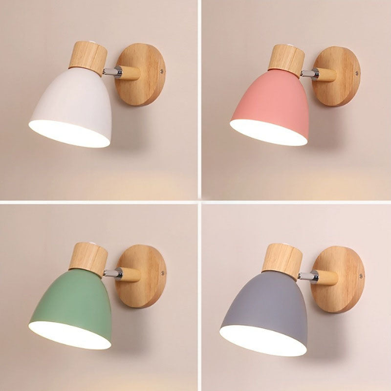 Minimalist Wall Sconce | Wood and Iron Macaron Wall Lamp For Bedsides, Hallways and Landings