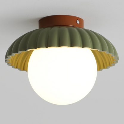 Iron Hallway Ceiling Light | Modern Glass and Metal Flush Mount For Halls and Landing Areas