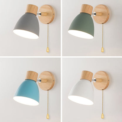Minimalist Wall Sconce | Wood and Iron Macaron Wall Lamp For Bedsides, Hallways and Landings