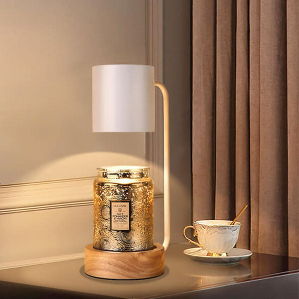 Japanese Minimalist Candle Warmer Lamp | Wooden Base Dimmable Wax Melter With Timer Control