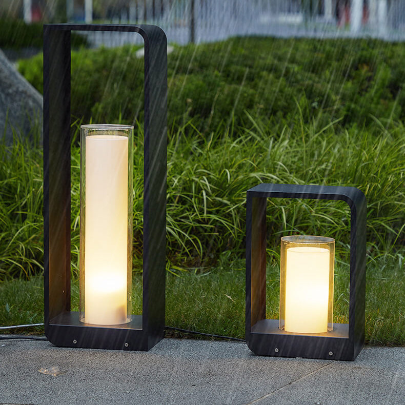 Modern Square Outdoor LED Light | Minimalist Waterproof Solar Powered Landscape Garden Fixture
