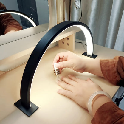 Crescent Moon LED Desk Lamp | Adjustable USB Metal Light For Study Desks and Bedside Tables