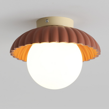 Iron Hallway Ceiling Light | Modern Glass and Metal Flush Mount For Halls and Landing Areas