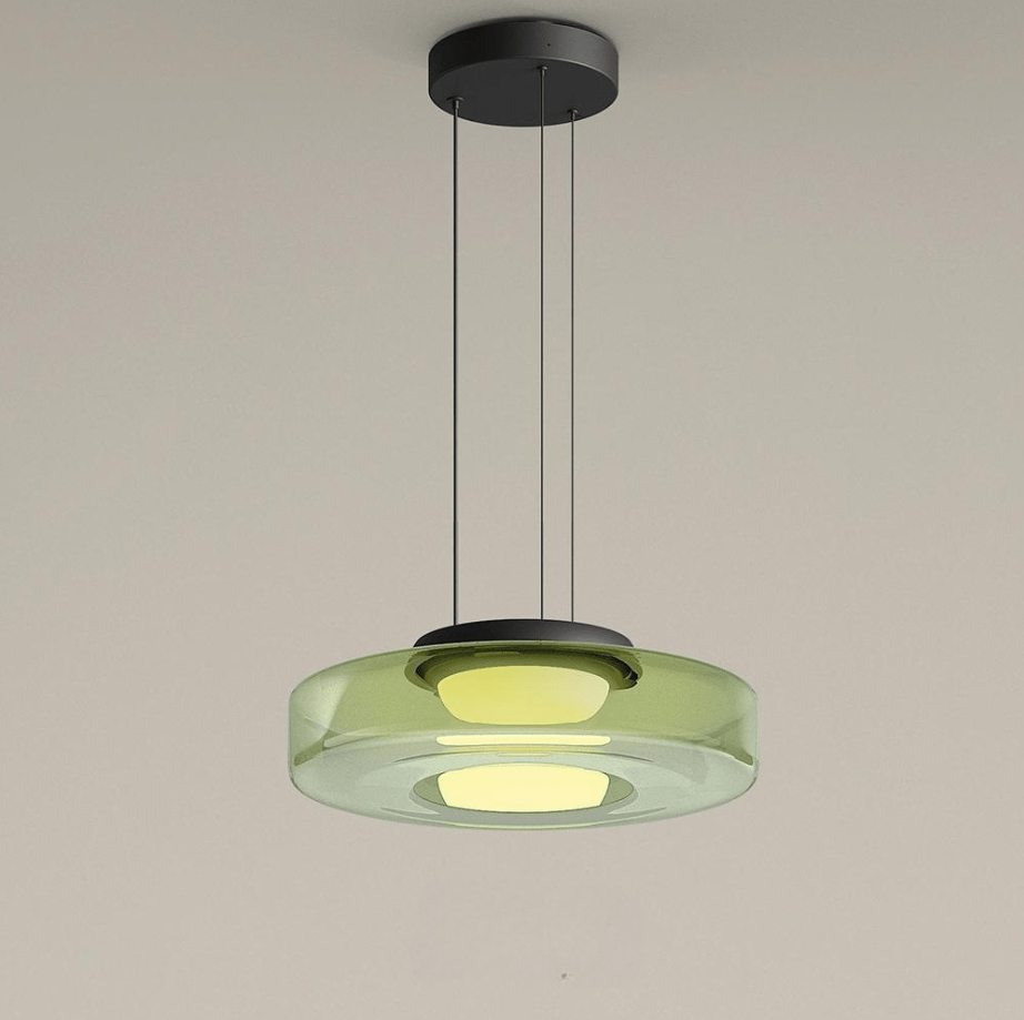 Bauhaus Glass Pendant Light | Modern Layered LED Hanging Lamp In Three Tinted Glass Colours