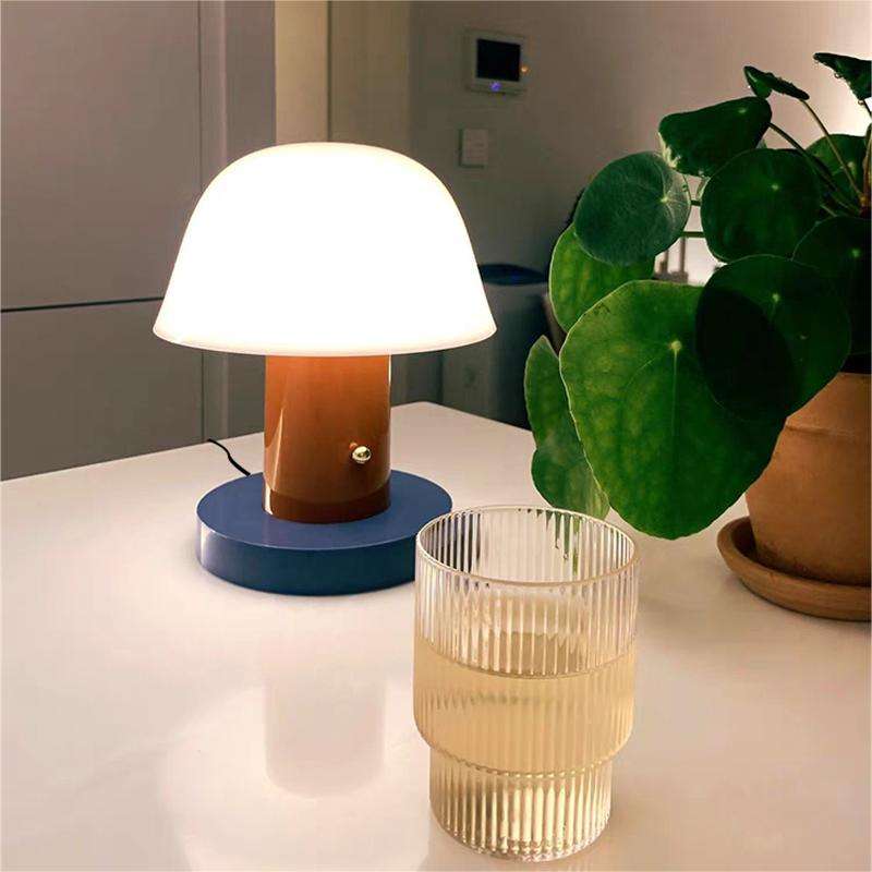 Mushroom Table Lamp | Modern Rechargeable Cordless LED Light For Tables, Travel and Camping