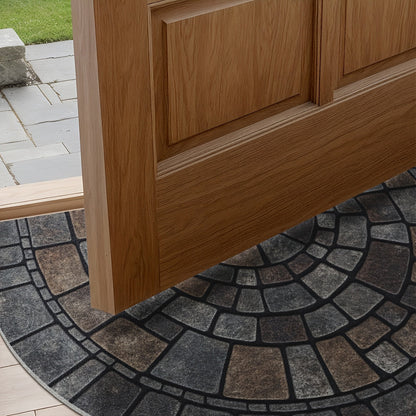 Half Circle Mosaic Door Mat | Decorative Indoor and Outdoor Entrance Mat For Front Door Use