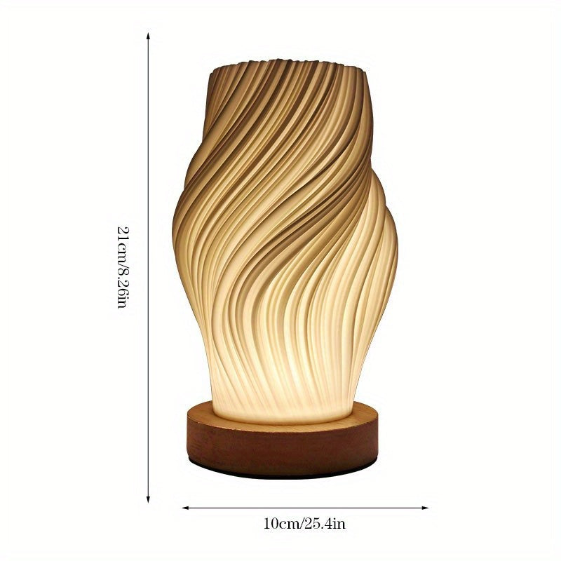 Modern LED Swirl Table Lamp | Minimalist Dimmable Sculptural Bedside And Desk Light For Offices
