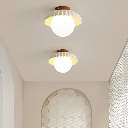 Iron Hallway Ceiling Light | Modern Glass and Metal Flush Mount For Halls and Landing Areas