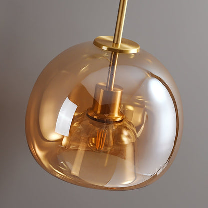 Vintage Bubble Glass Ceiling Light | Retro Amber Glass Pendant In Two Heights and Two Finishes