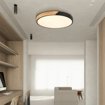 LED Ceiling Light | Modern Nordic Wooden Flush Mount Fixture For Bedrooms, Halls and Landings