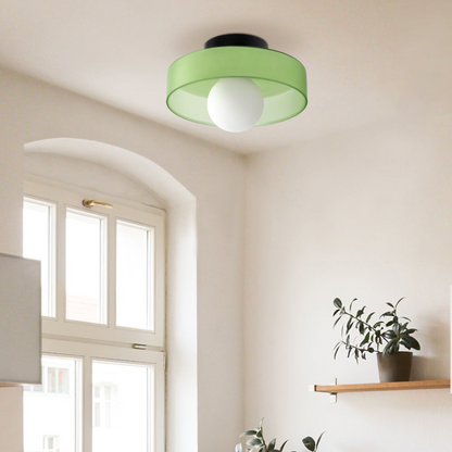 Modern LED Ceiling Light | Stylish Round Glass Flush Mount In Six Soft Glass Shade Colours