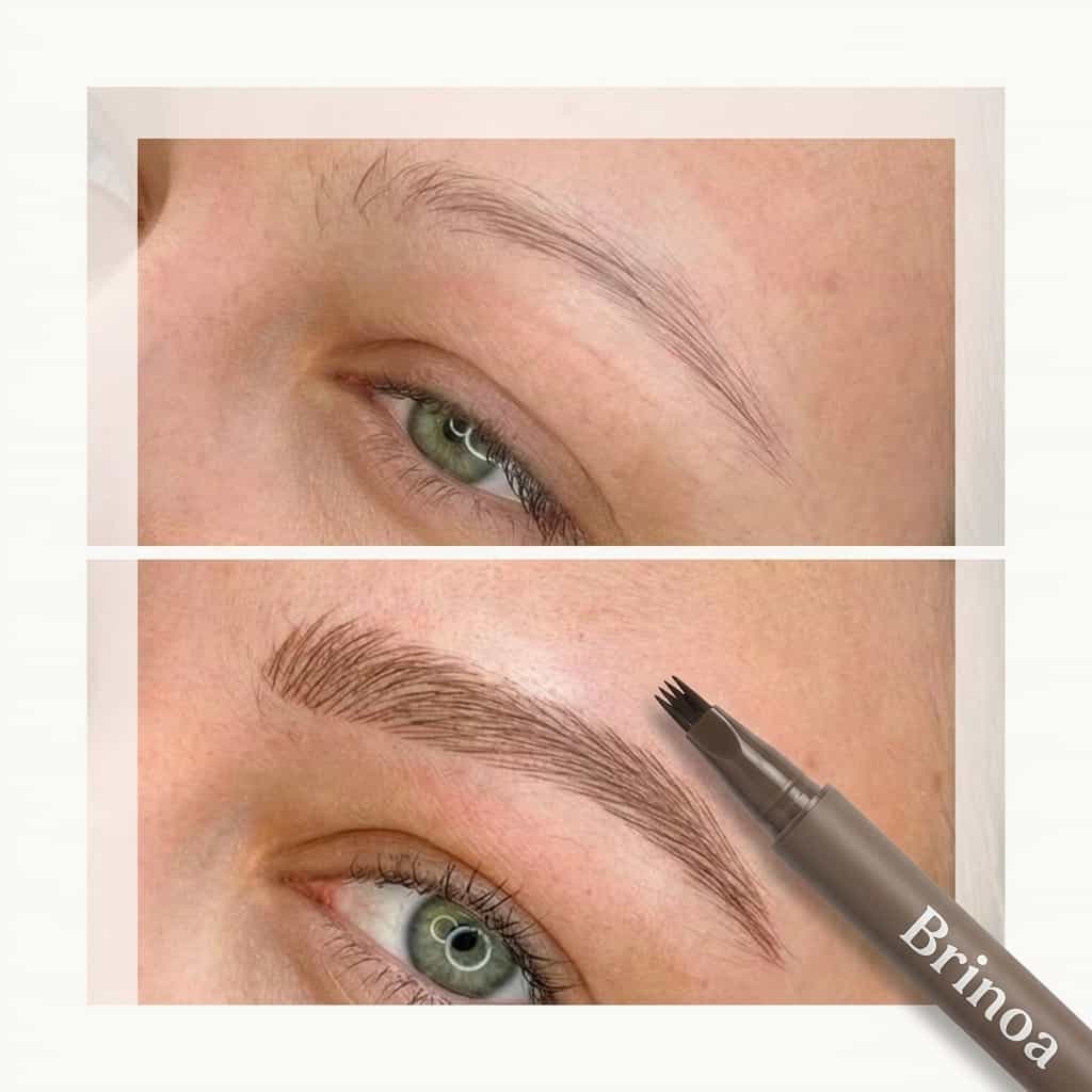 Waterproof Microblading Eyebrow Pen | Smudge Proof 4 Tip Fork Brow Pen For Natural Hair Like Strokes