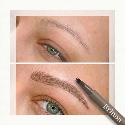 Waterproof Microblading Eyebrow Pen | Smudge Proof 4 Tip Fork Brow Pen For Natural Hair Like Strokes