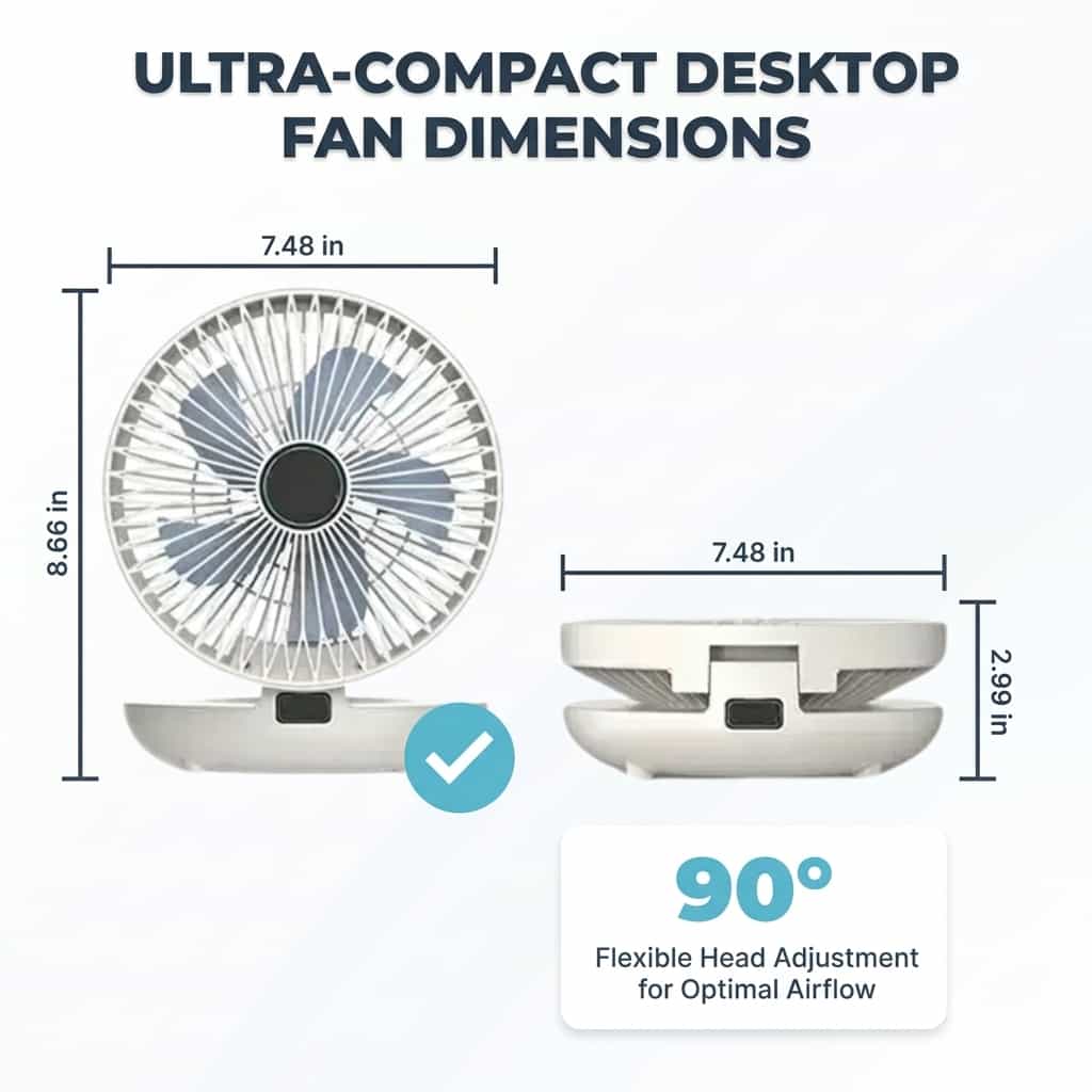 Zephyra Quiet Portable Cooling Fan | Multi Speed Desk and Bedside Fan With Soft Night Light