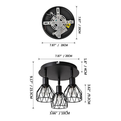 Industrial Adjustable Black Spotlight Ceiling Light | 3 Light Adjustable Iron Bar For Hallways