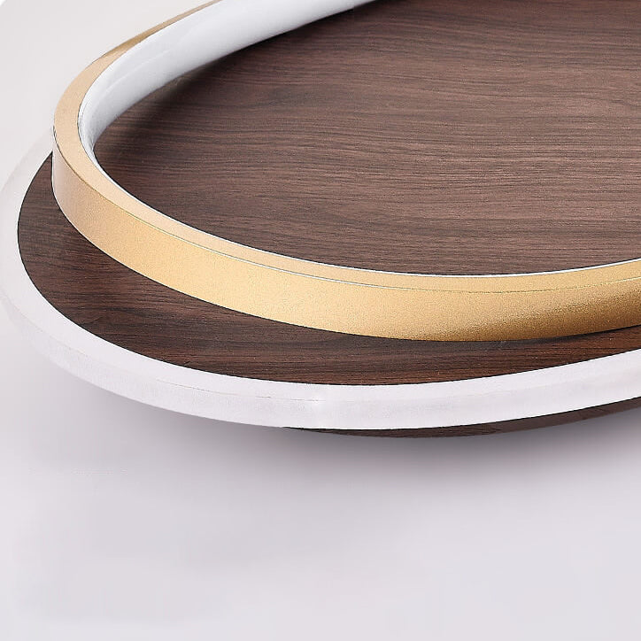 LED Modern Ceiling Lamp | Walnut and Gold Round Design In Three Different Round Panel Sizes