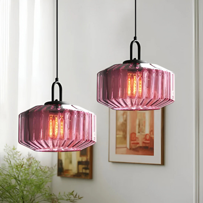 Calindra Glass Pendant Light | Retro Coloured Glass Ceiling Lamp For Kitchens, Bars and Islands
