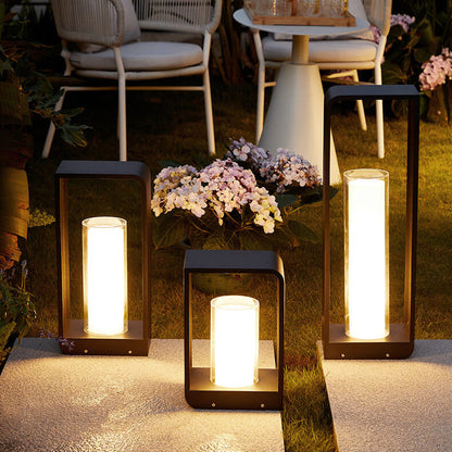 Modern Square Outdoor LED Light | Minimalist Waterproof Solar Powered Landscape Garden Fixture