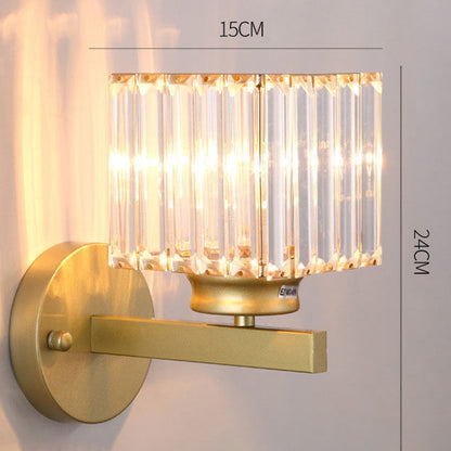 Crystal Wall Light | Modern Glass And Iron Sconce In Black or Gold, In Round or Square Form