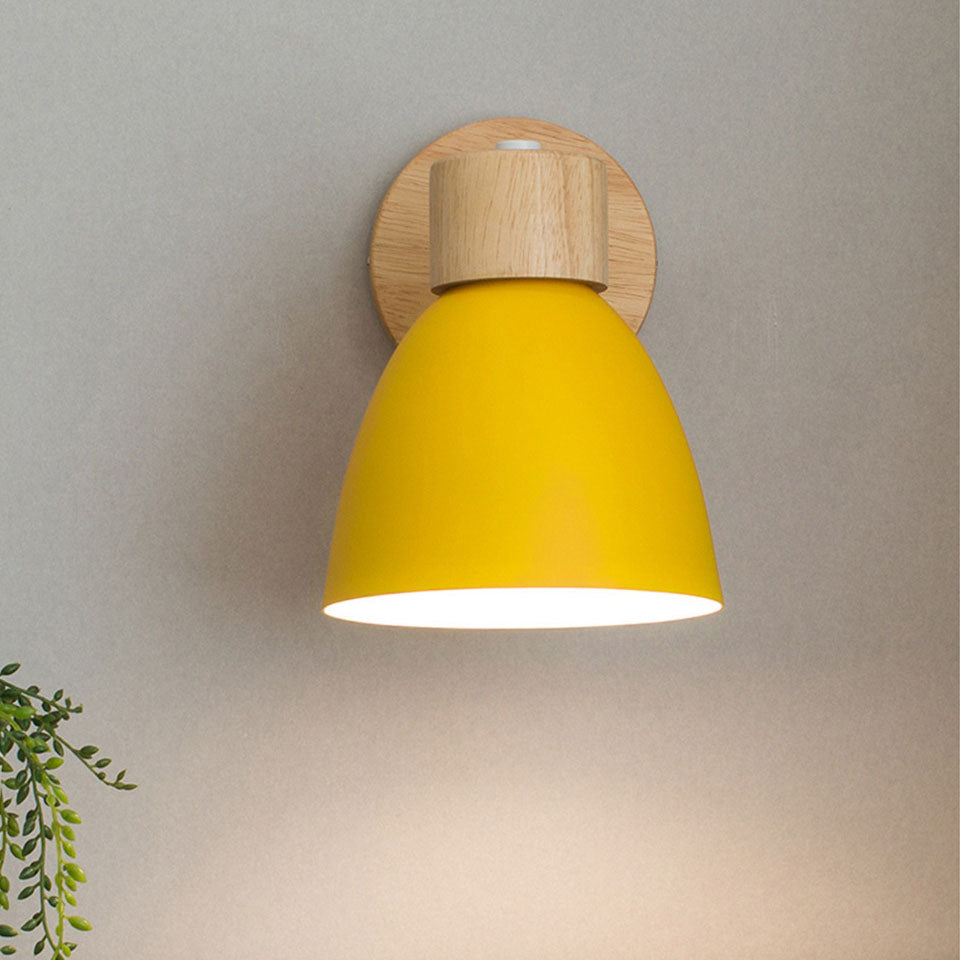 Minimalist Wall Sconce | Wood and Iron Macaron Wall Lamp For Bedsides, Hallways and Landings