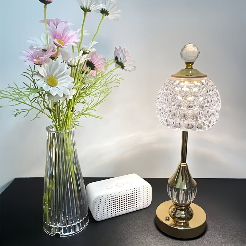 Crystal Touch Table Lamp | Rechargeable Cordless LED Bedside Light With Touch Dimming Control