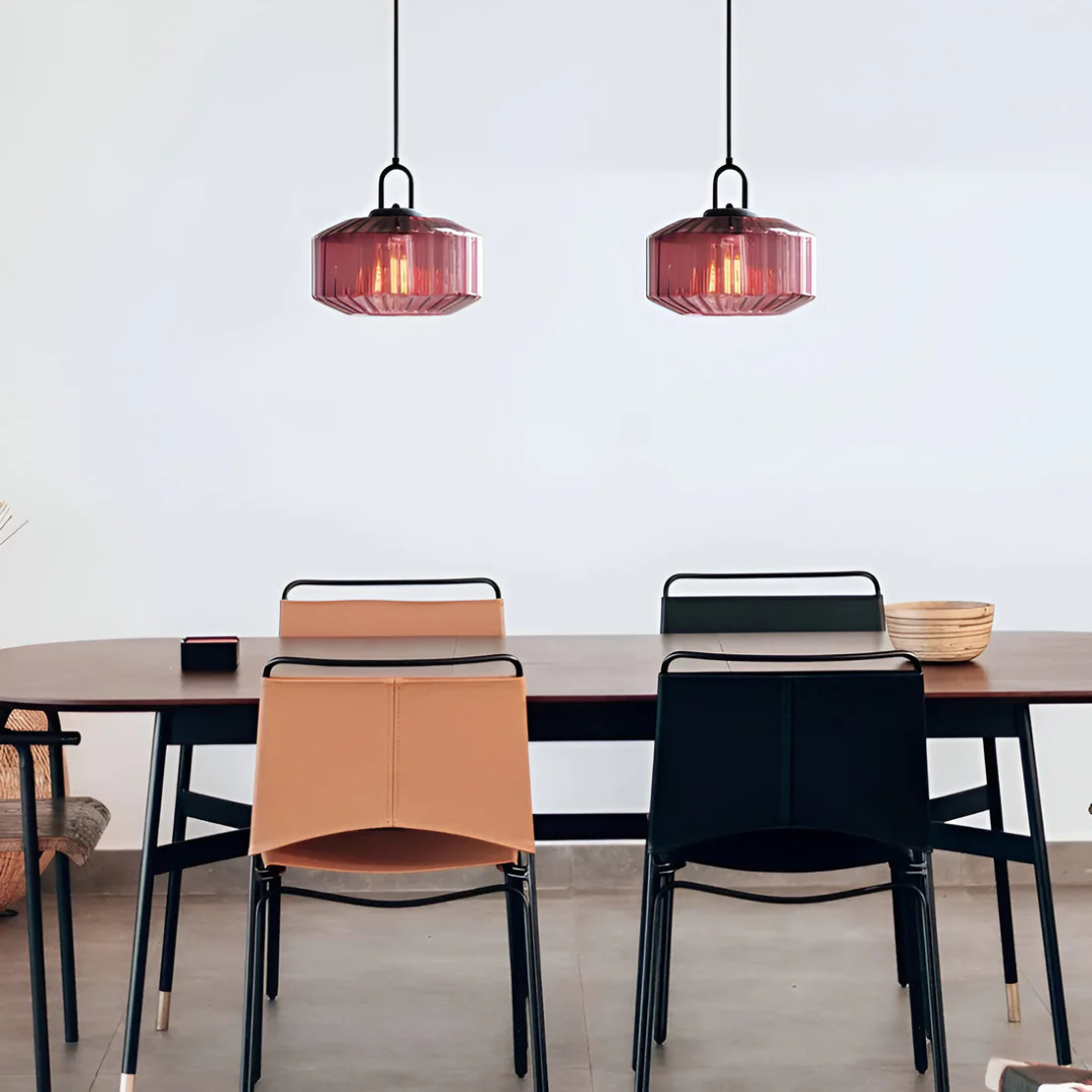 Calindra Glass Pendant Light | Retro Coloured Glass Ceiling Lamp For Kitchens, Bars and Islands