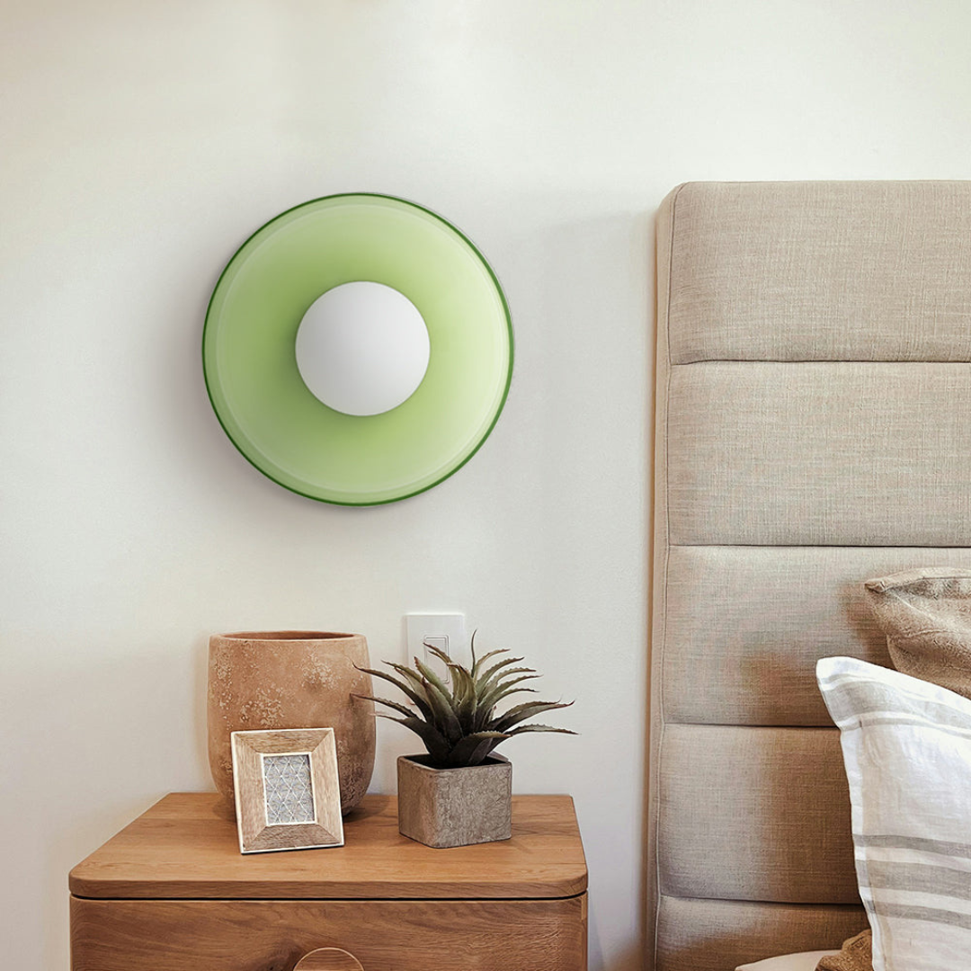 Modern LED Ceiling Light | Stylish Round Glass Flush Mount In Six Soft Glass Shade Colours