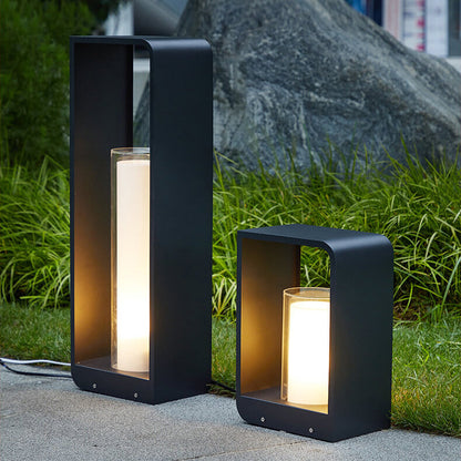 Modern Square Outdoor LED Light | Minimalist Waterproof Solar Powered Landscape Garden Fixture
