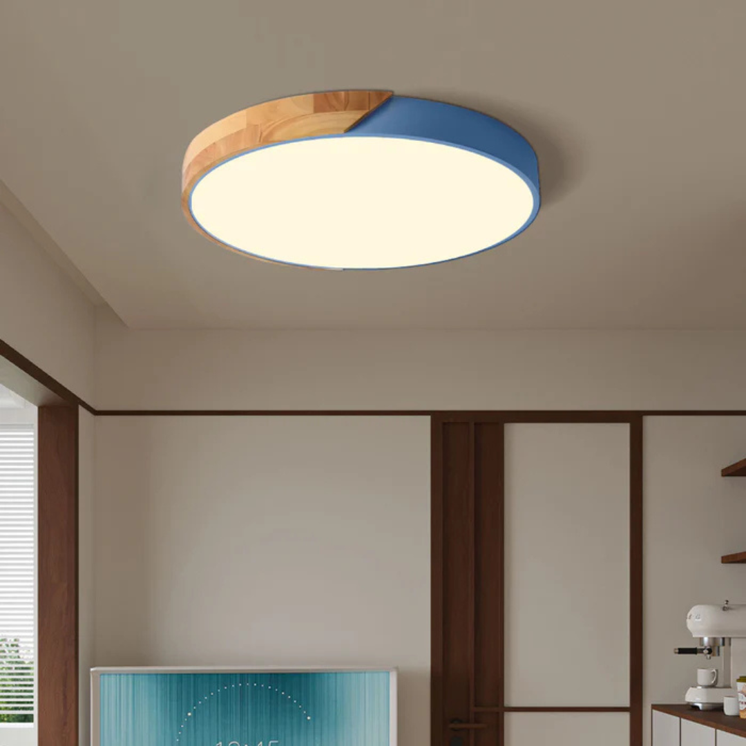 LED Ceiling Light | Modern Nordic Wooden Flush Mount Fixture For Bedrooms, Halls and Landings