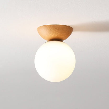 Japanese Style Ceiling Light | Minimal Wood and Frosted Glass Design In Ceiling or Pendant Form