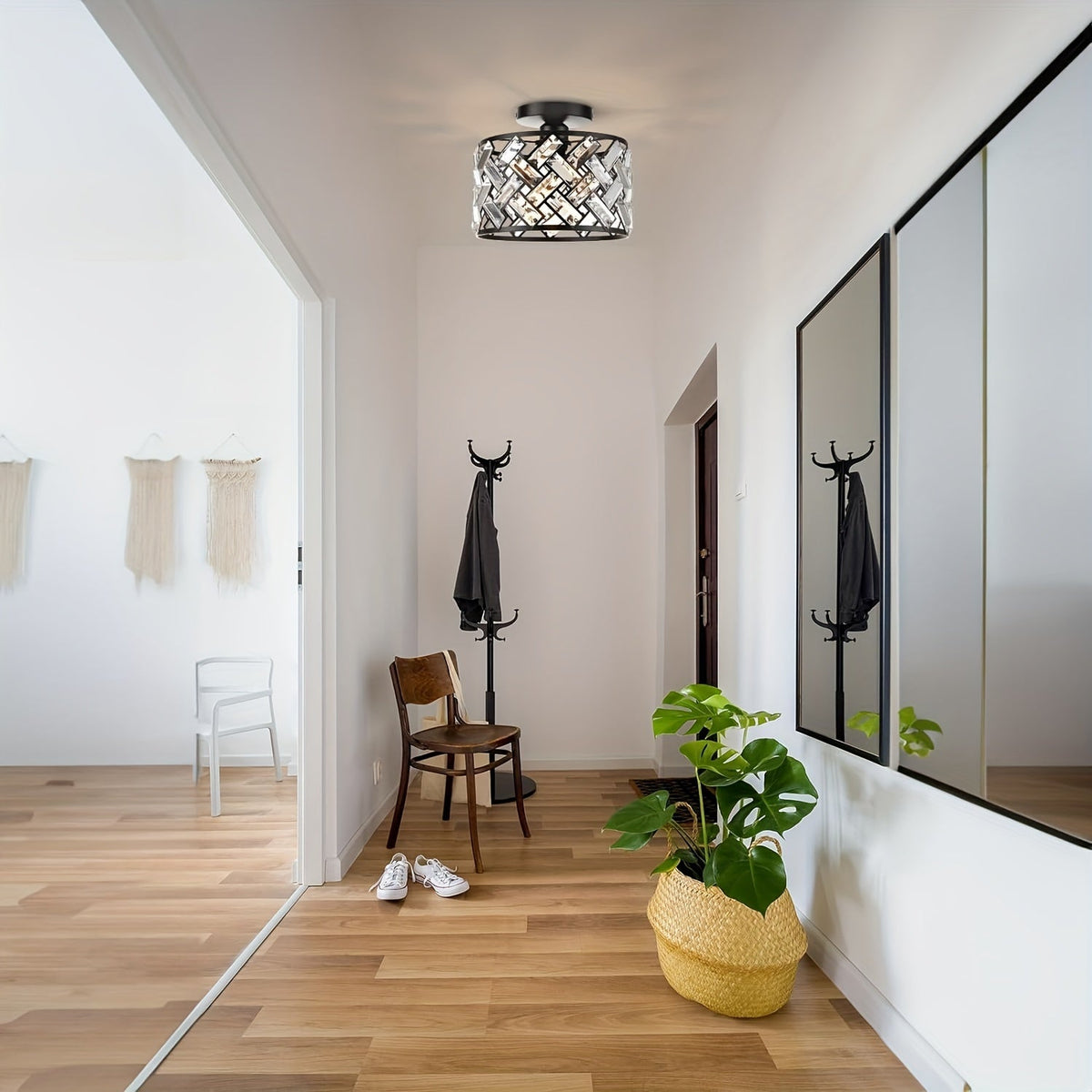 Modern Crystal Semi Flush Mount Ceiling Light | Elegant Decorative Fixture For Low Ceilings