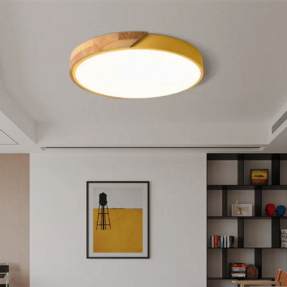 LED Ceiling Light | Modern Nordic Wooden Flush Mount Fixture For Bedrooms, Halls and Landings