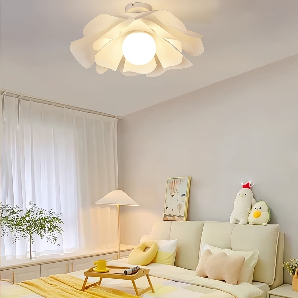 Petal Flower Ceiling Light | Modern Floral Semi Flush Mount Ceiling Fixture In Three Shade Sizes