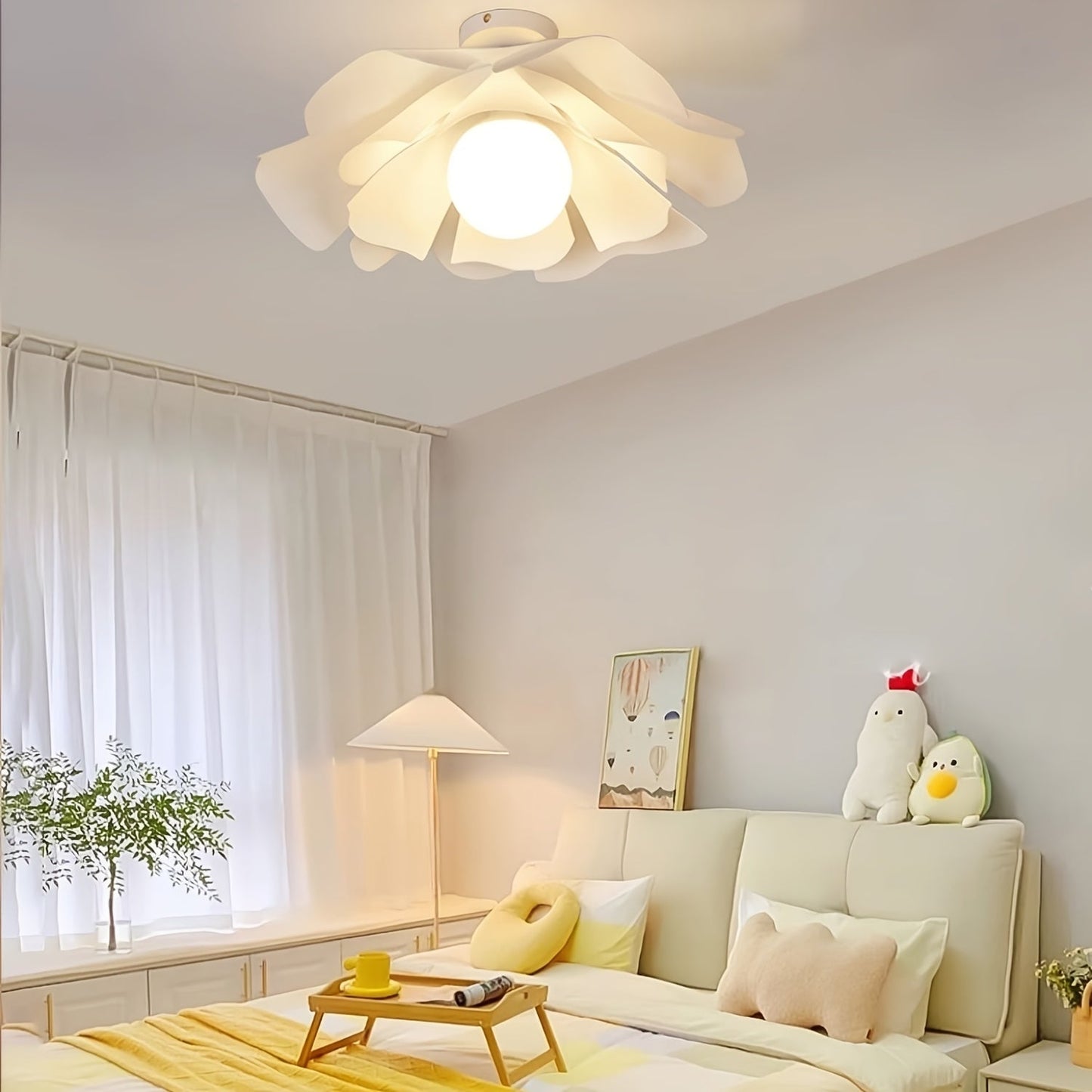 Rose Petal Ceiling Light | Modern Semi Flush Sculpted Flower Design In Three Different Sizes