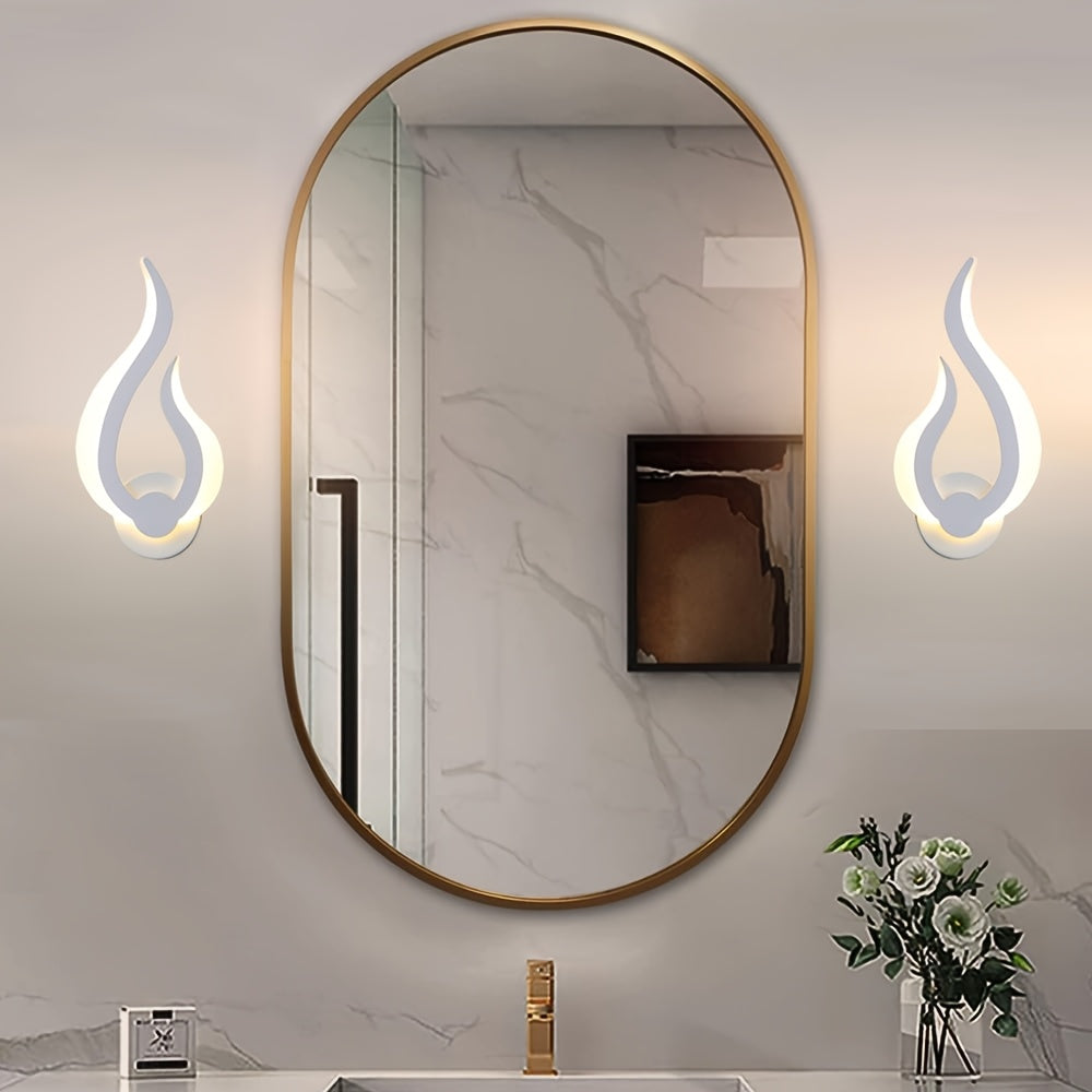 Modern Flame LED Wall Light | 10W Warm White Acrylic Sconce In A Left or Right Handed Wall Form