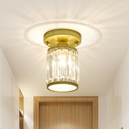 Crystal Foyer Ceiling Light | Modern Semi Flush Design In Gold or Black, In Round or Square