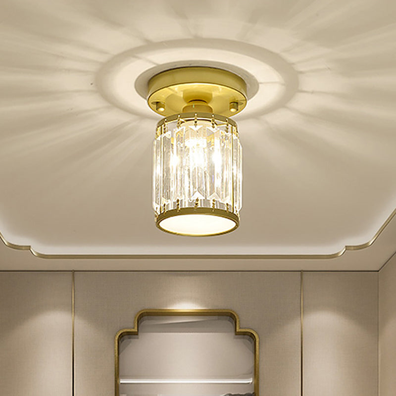 Crystal Foyer Ceiling Light | Modern Semi Flush Design In Gold or Black, In Round or Square