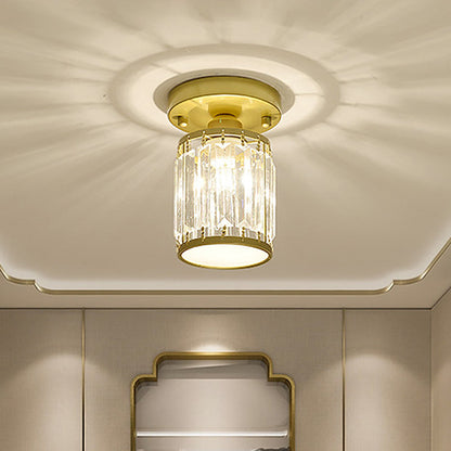 Crystal Foyer Ceiling Light | Modern Semi Flush Design In Gold or Black, In Round or Square