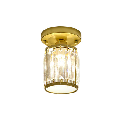 Crystal Foyer Ceiling Light | Modern Semi Flush Design In Gold or Black, In Round or Square